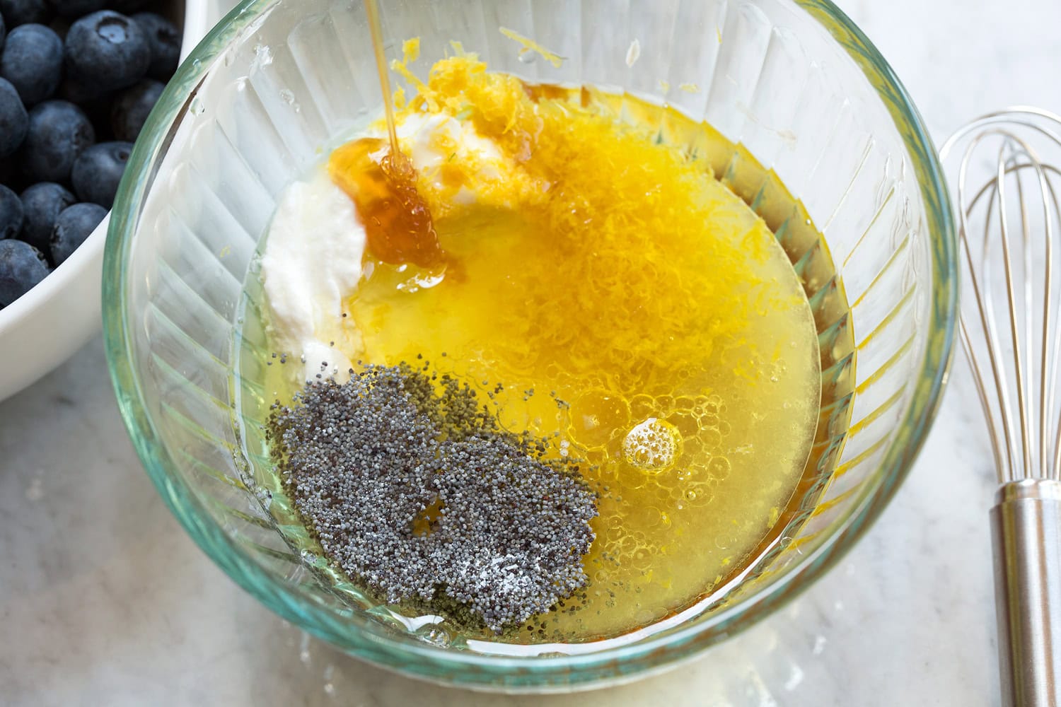 lemon poppy seed dressing ingredients before mixing.