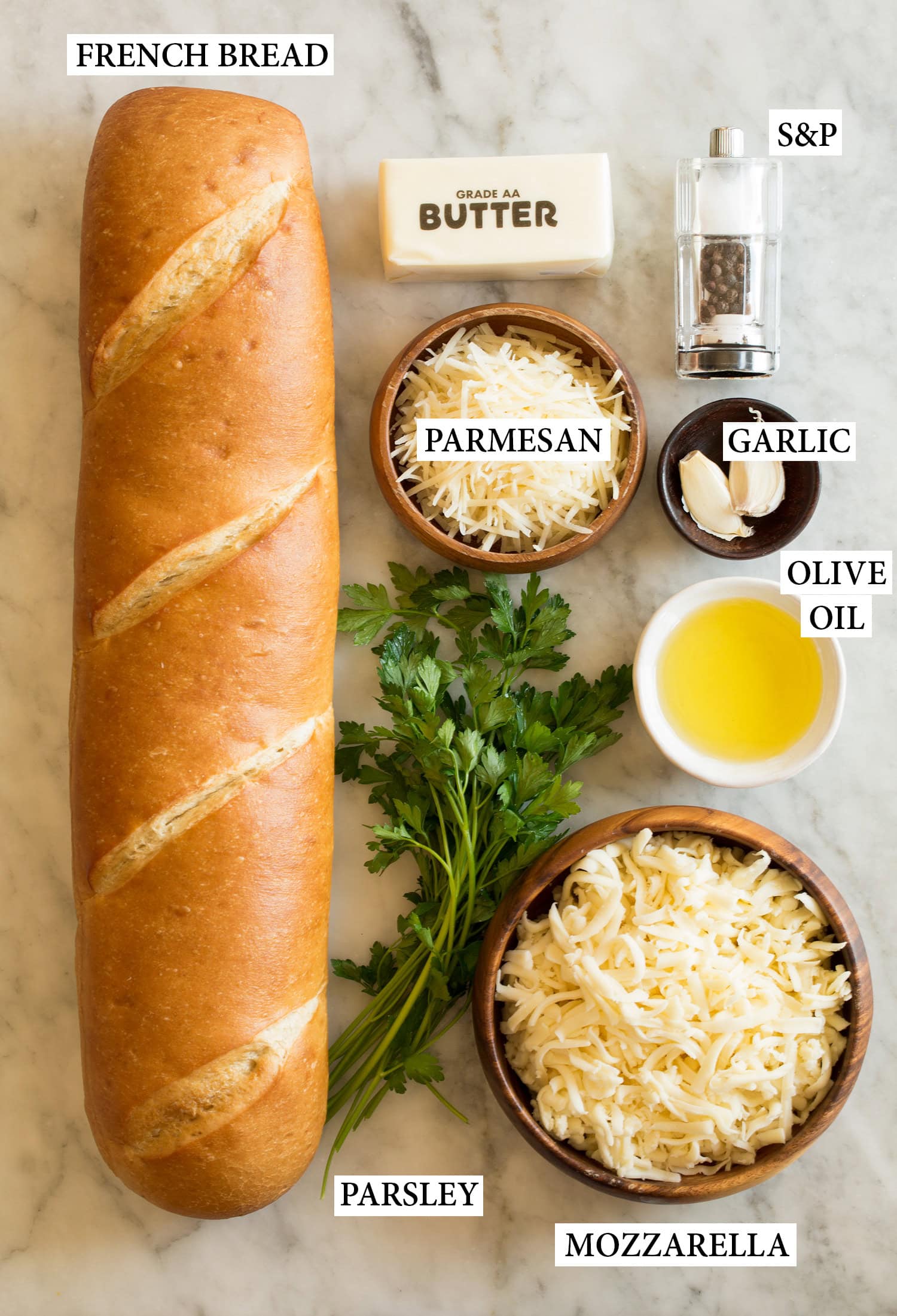 Cheesy garlic bread recipe ingredients