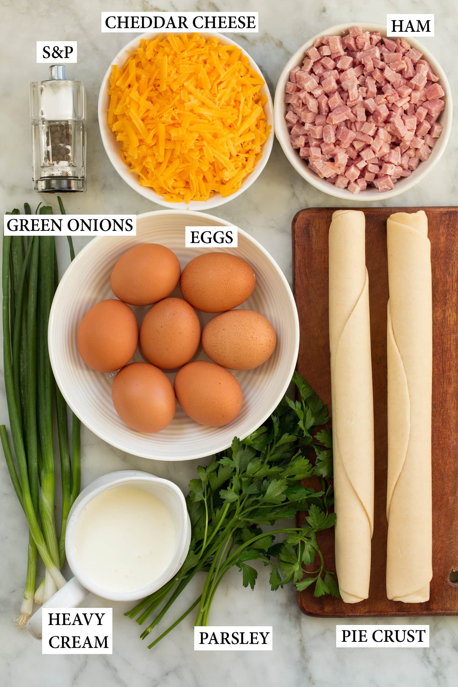 Mini Quiche Ingredients used to make mini quiche.