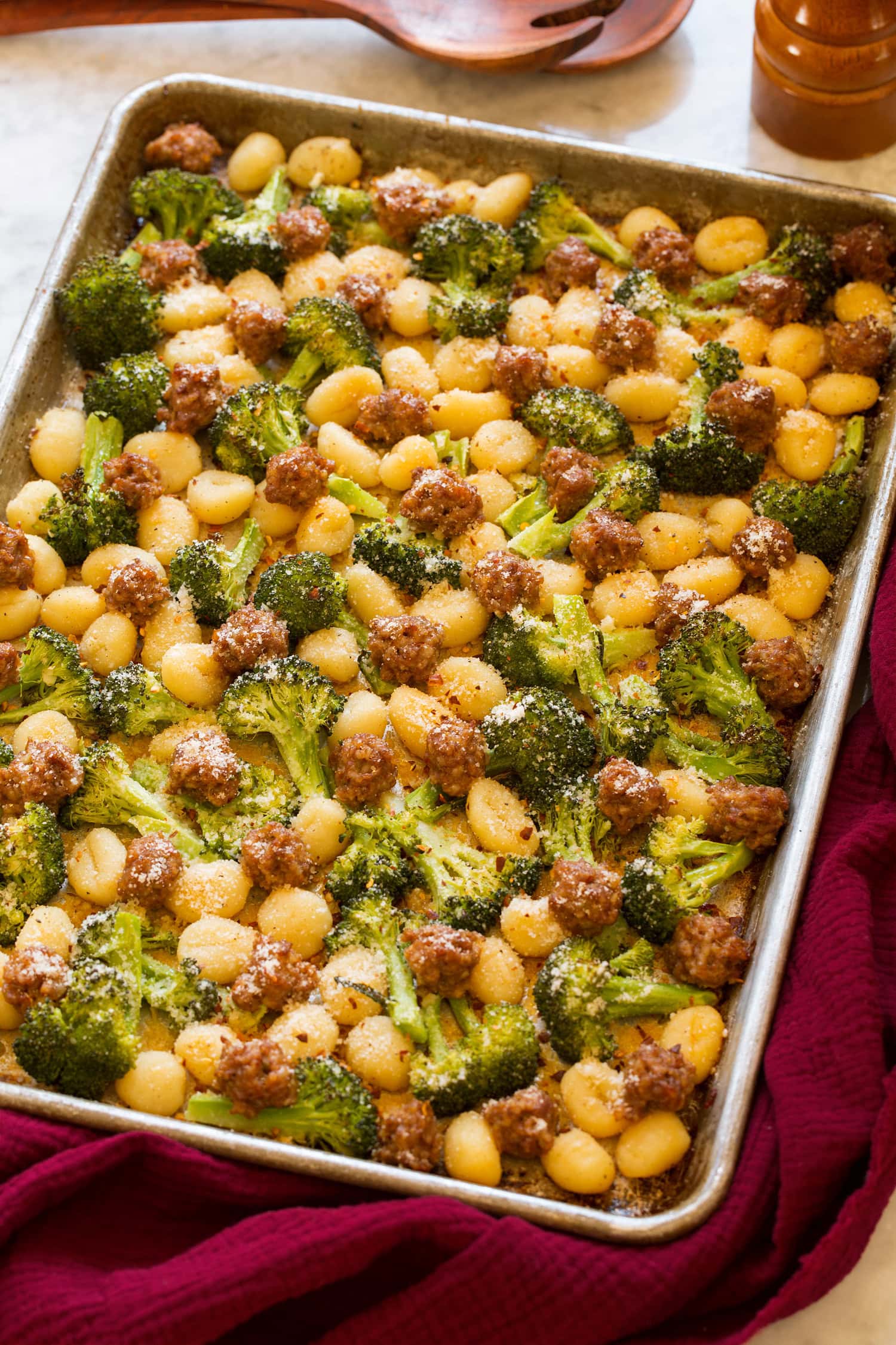 Sheet Pan Gnocchi with Sausage and Broccoli Sheet pan gnocchi with Italian sausage and broccoli.