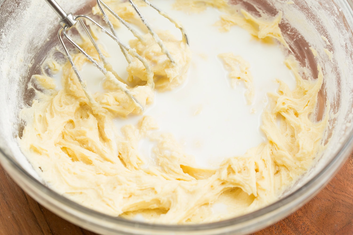 Tiramisu Cupcakes Milk and buttermilk added to batter.